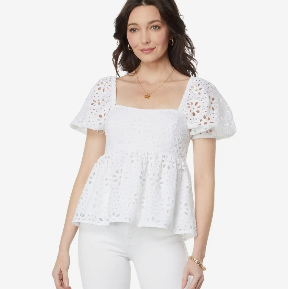 Lilly Pulitzer Tops Lilly Pulitzer Kay Short Sleeve Eyelet Top Women's Nwt
